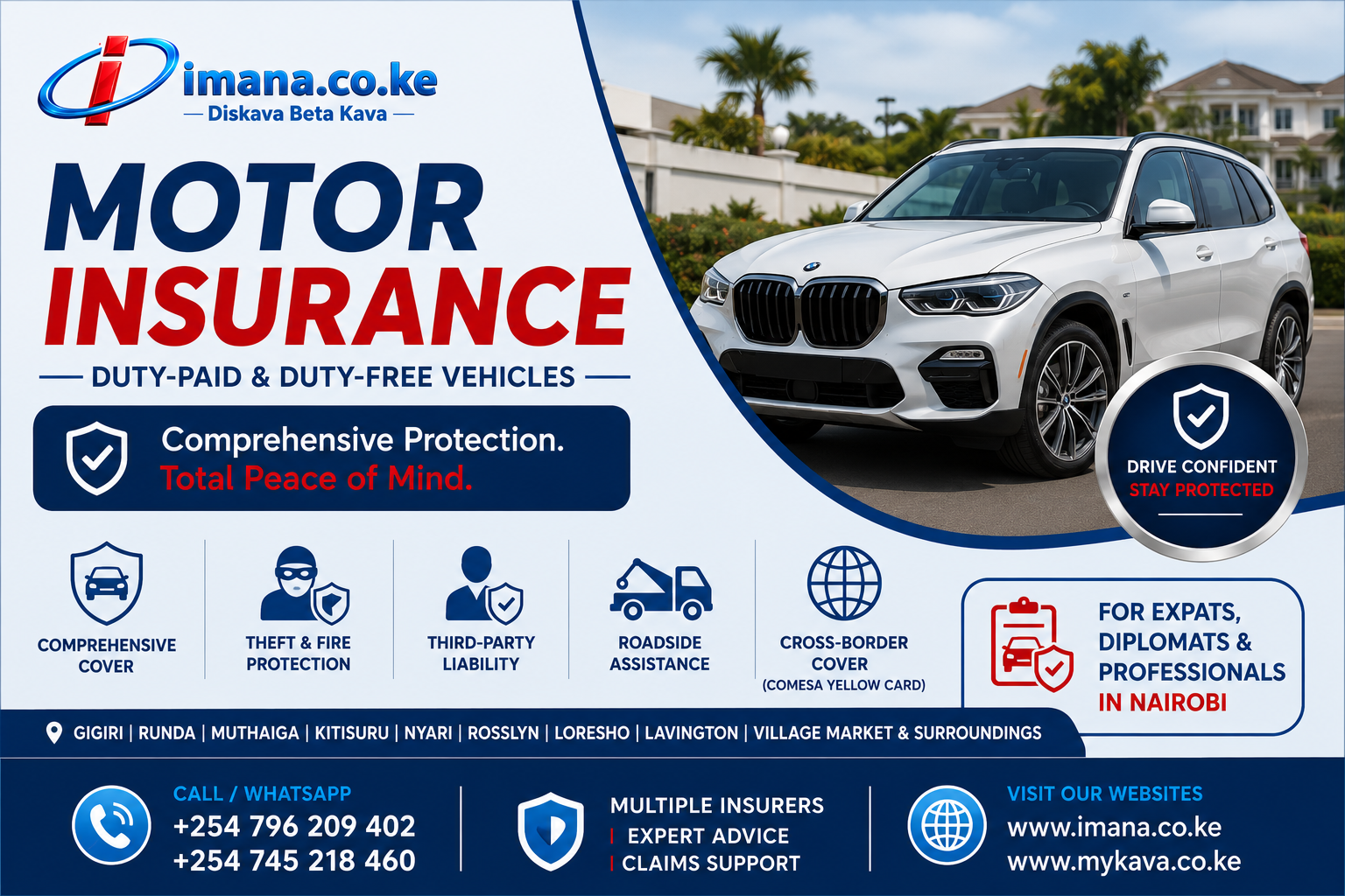 Duty-Free and Duty-Paid Motor Insurance in Gigiri, Runda, Muthaiga and Nairobi