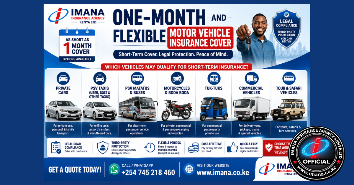 Short-Term Motor Insurance in Kenya | One-Month Motor Vehicle Insurance Cover